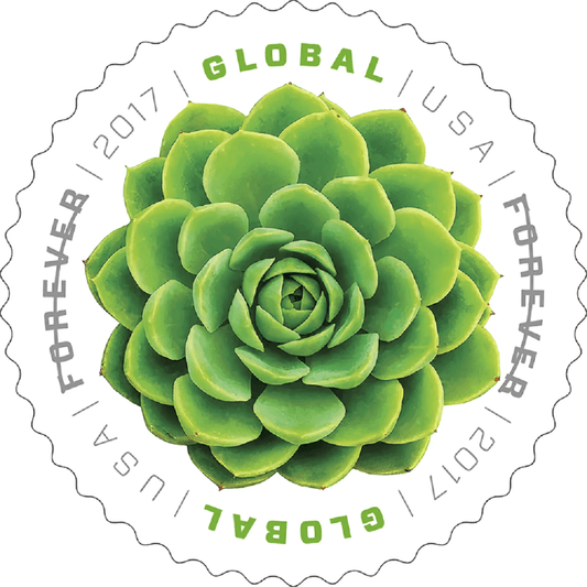 Global: Green Succulent Stamp 2017