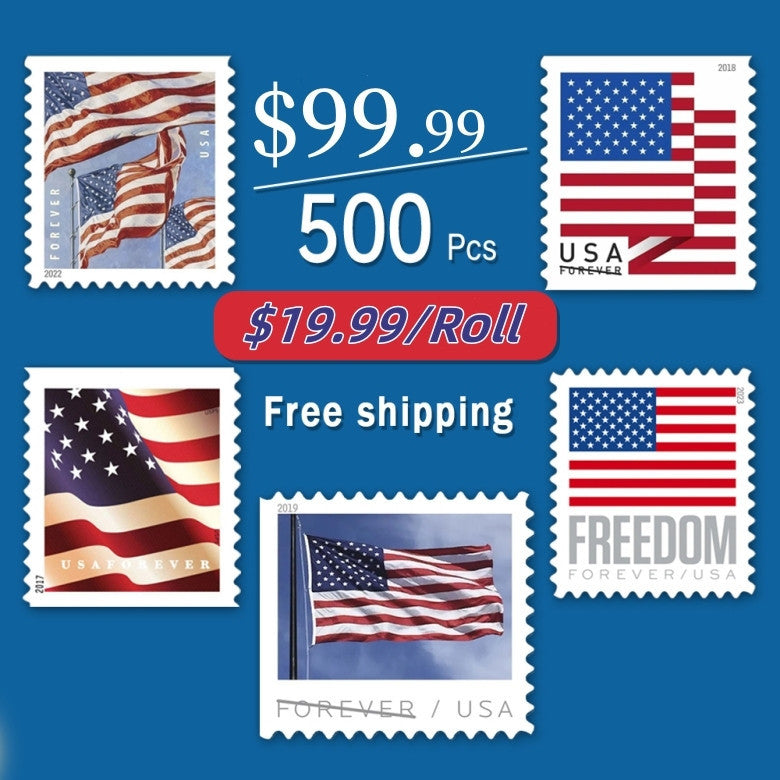 U.S. Flag Stamps 5 Rolls/500 Pcs