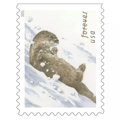 Otters in Snow Forever stamps 2021