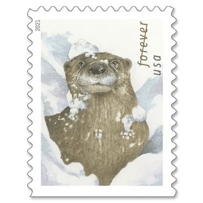 Otters in Snow Forever stamps 2021